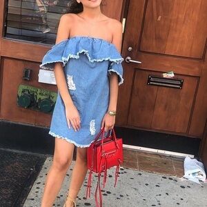Denim off shoulder dress